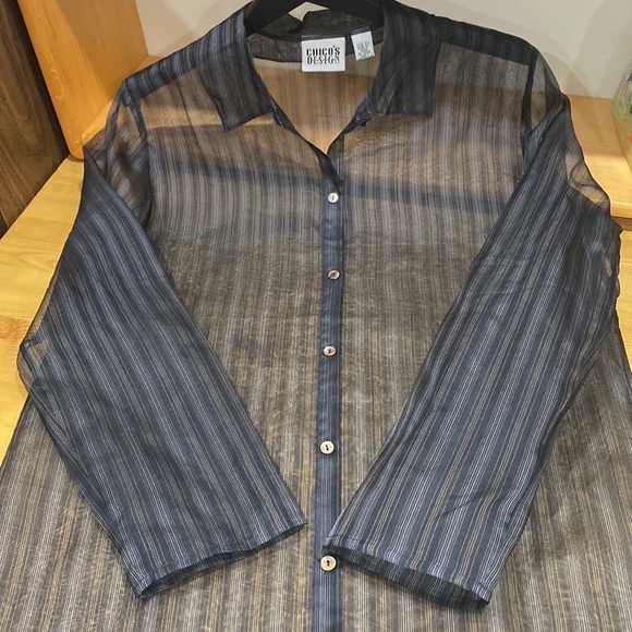 **NWOT ** Chicos Blouse 100% Silk Organza - Picture 5 of 15